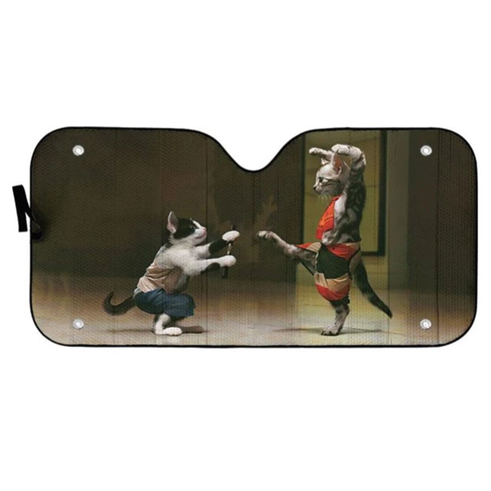 Funny Cat Fight Custom Car Auto Sun Shades Windshield Accessories Decor Gift