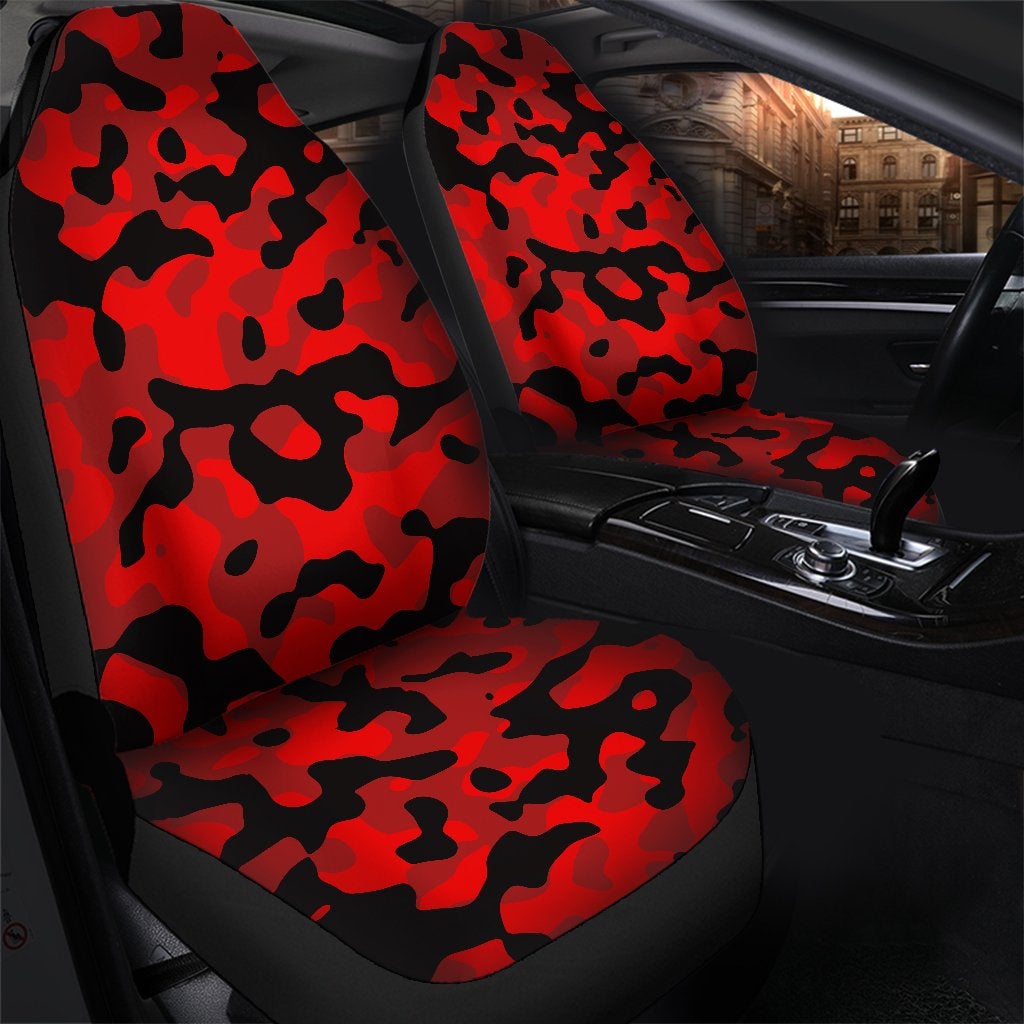 Red And Black Camouflage Luxury Premium Premium Custom Car Premium Custom Car Seat Covers Decor Protectors Decor Protector