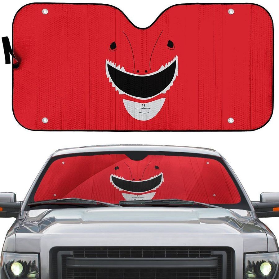 Mighty Morphin Power Rangers Red Ranger Custom Car Auto Sunshade Windshield Accessories Decor Gift