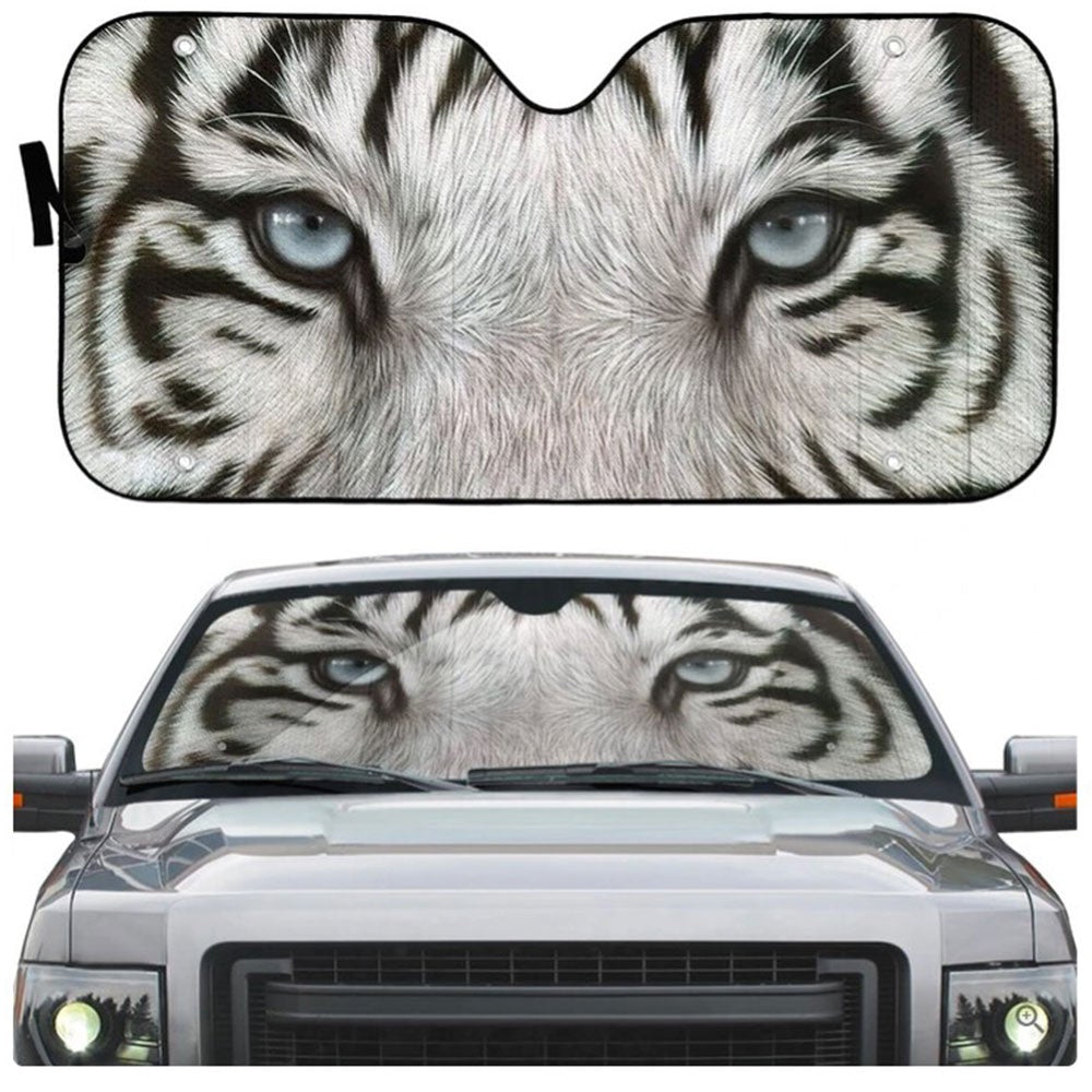 White Tiger Eyes Car Auto Sun Shades Windshield Accessories Decor Gift