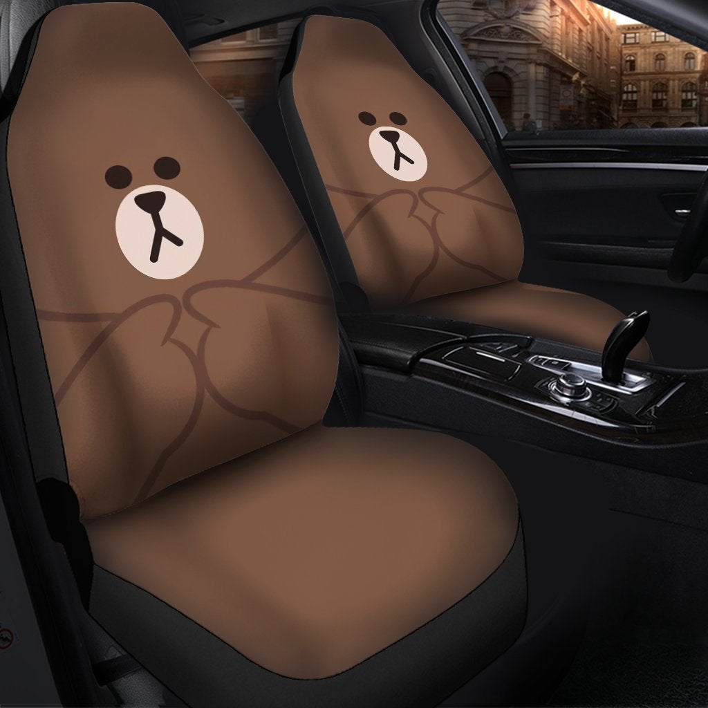 Korean Brown Bear Premium Custom Car Seat Covers Decor Protectors