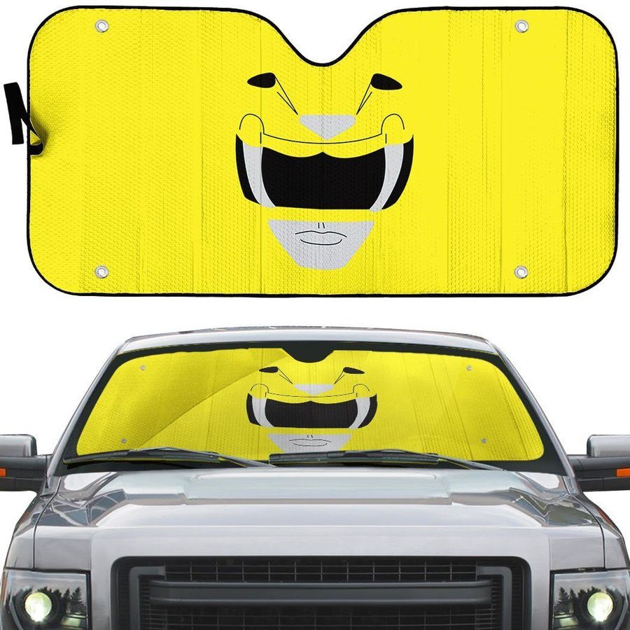 Mighty Morphin Power Rangers Yellow Ranger Custom Car Auto Sunshade Windshield Accessories Decor Gift