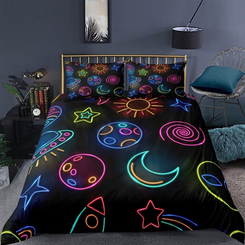 Neon Galaxy Bedding Set