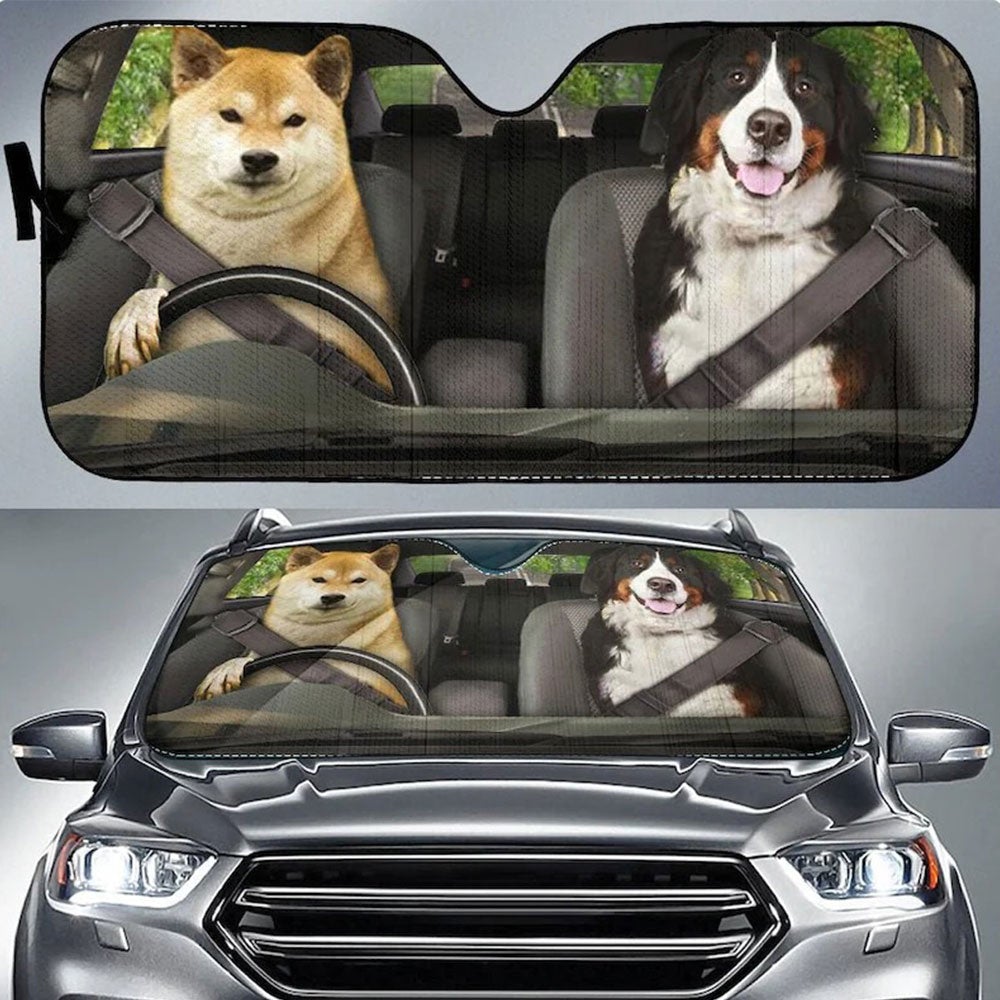 Cute Dogs Car Auto Sun Shades Windshield Accessories Decor Gift