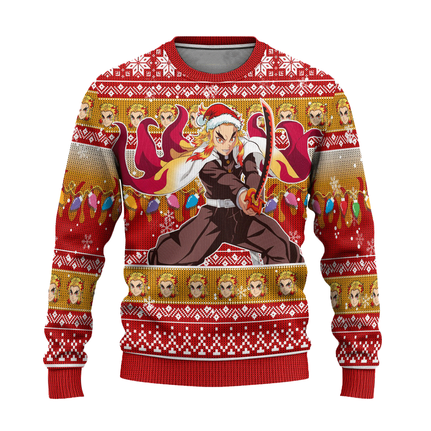 Demon Slayer Kyojuro Rengoku Anime Ugly Christmas Sweater Xmas Gift