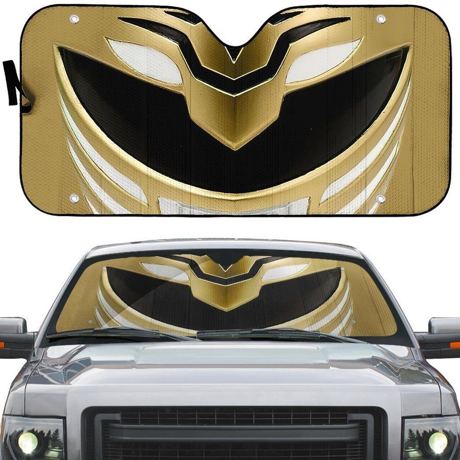 Mighty Morphin White Power Ranger Helmet Custom Car Auto Sunshade Windshield Accessories Decor Gift