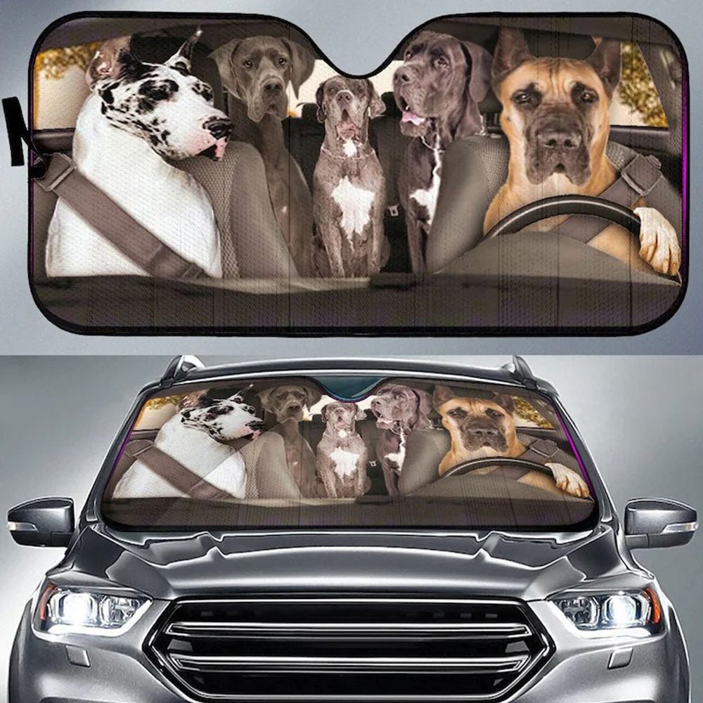 Great Dane Dogs Funny Car Auto Sun Shades Windshield Accessories Decor Gift