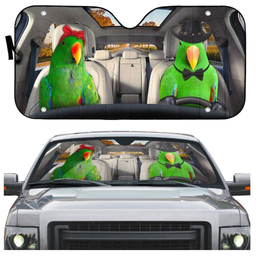 Green Eclectus Parrot Car Auto Sun Shades Windshield Accessories Decor Gift