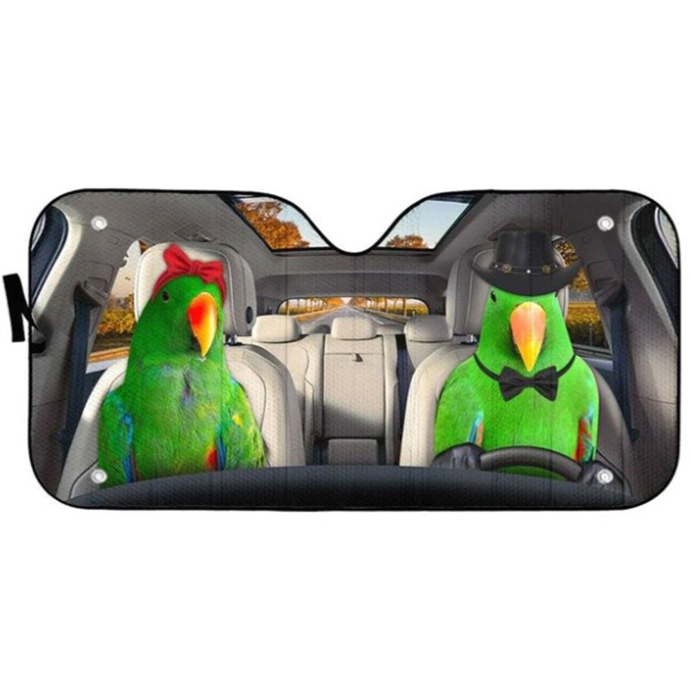 Green Eclectus Parrot Car Auto Sun Shades Windshield Accessories Decor Gift