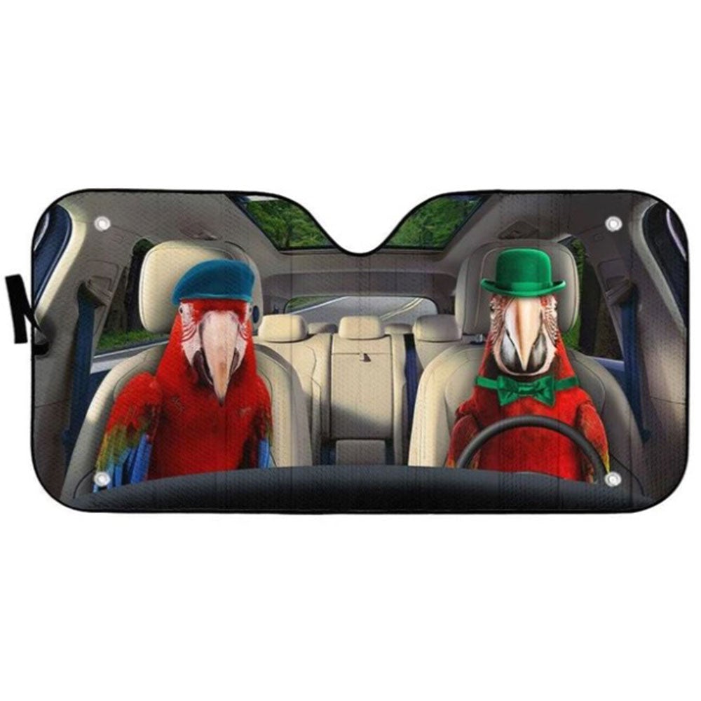 Green Winged Macaw Parrot Car Auto Sun Shades Windshield Accessories Decor Gift