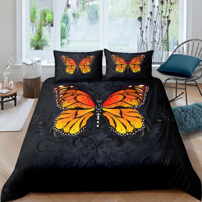 Monarch Butterfly Black Bedding Set