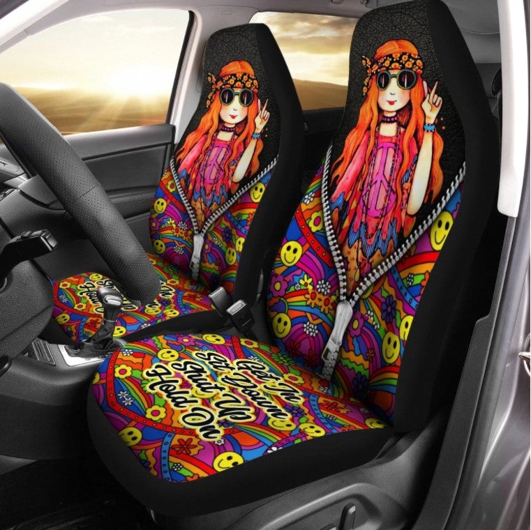 Hippie Girl Get In Sit Down Shut Up Hold On 3D Seat Cover