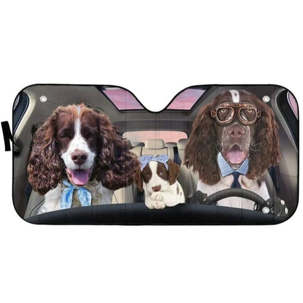 English Springer Spaniel Family Custom Car Auto Sun Shades Windshield Accessories Decor Gift