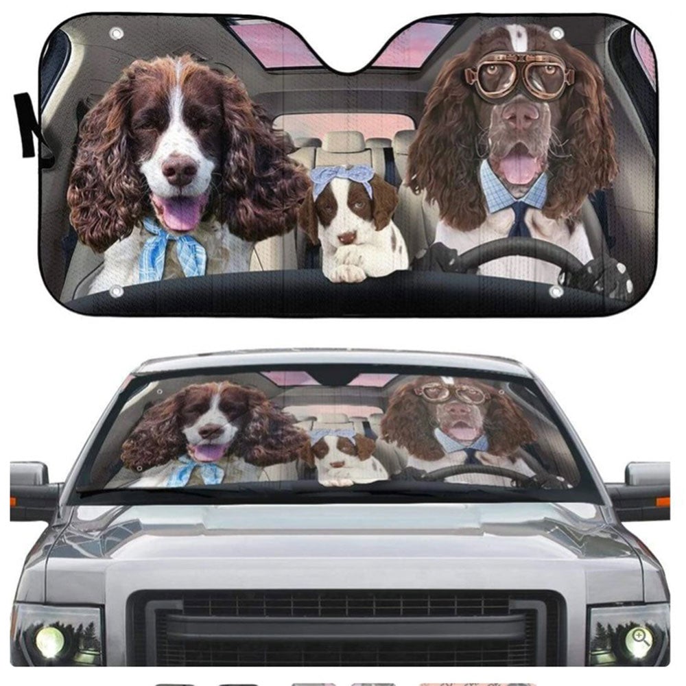 English Springer Spaniel Family Custom Car Auto Sun Shades Windshield Accessories Decor Gift