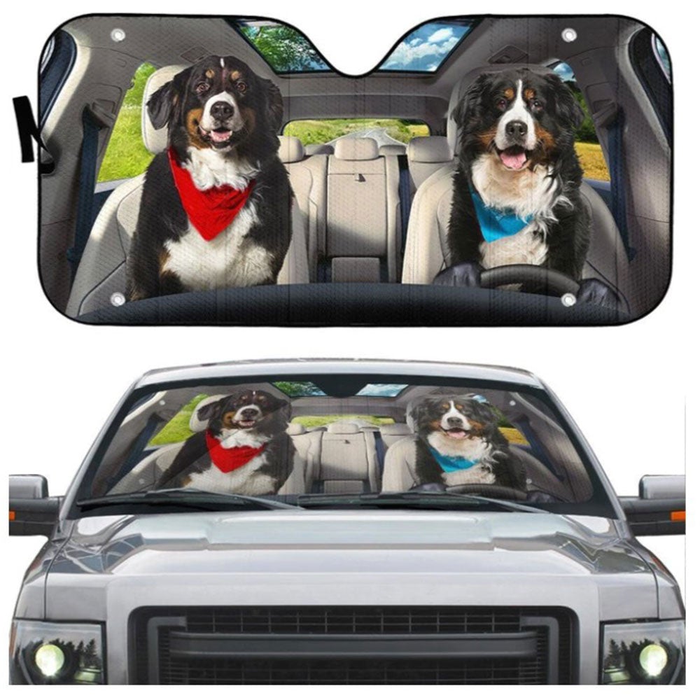 Bernese Mountain Dog Couple Car Auto Sun Shades Windshield Accessories Decor Gift