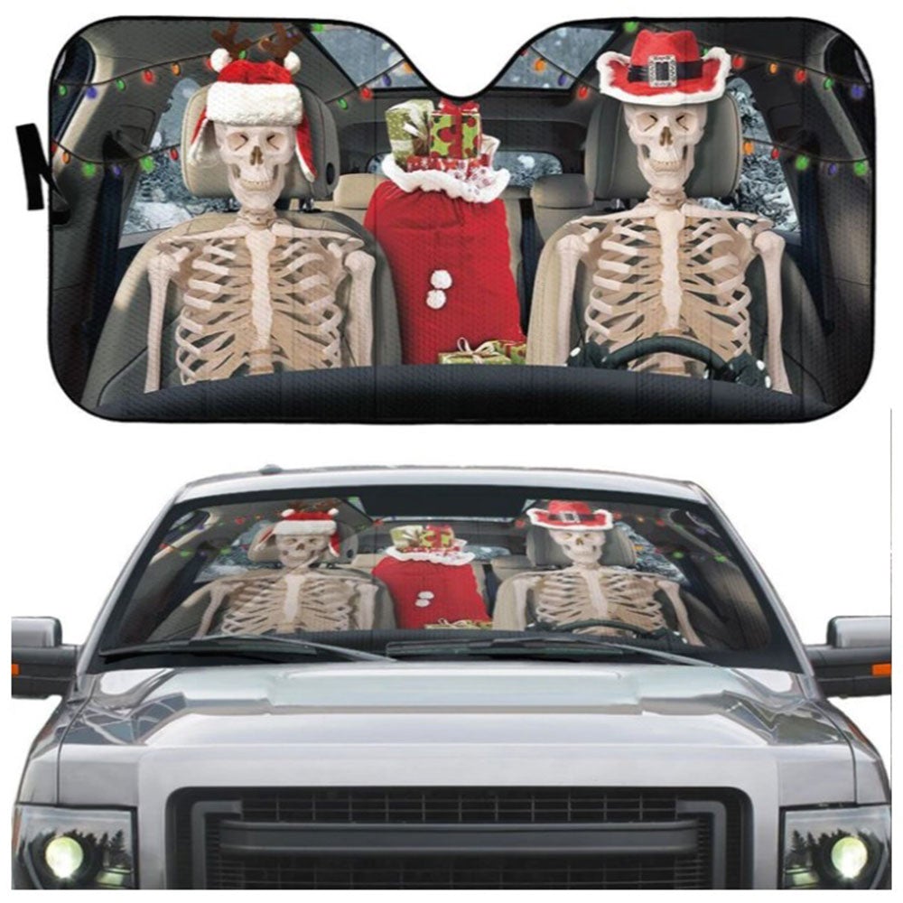 Christmas Skeleton Couple Custom Car Auto Sun Shades Windshield Accessories Decor Gift