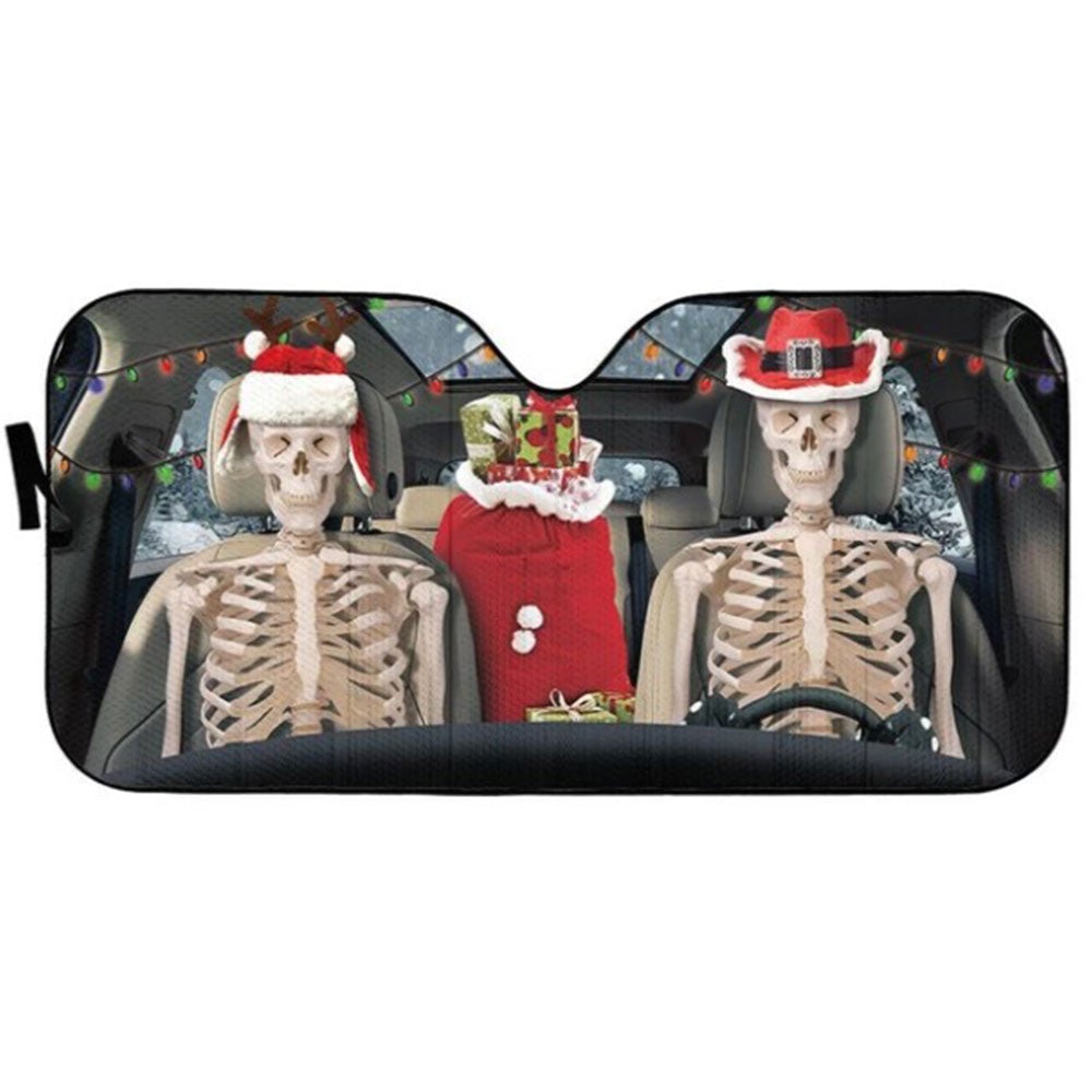 Christmas Skeleton Couple Custom Car Auto Sun Shades Windshield Accessories Decor Gift