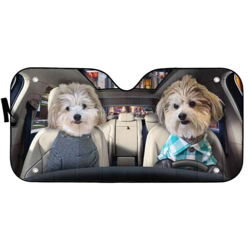 Couple Cute Shih Tzu Puppies Custom Car Auto Sun Shades Windshield Accessories Decor Gift