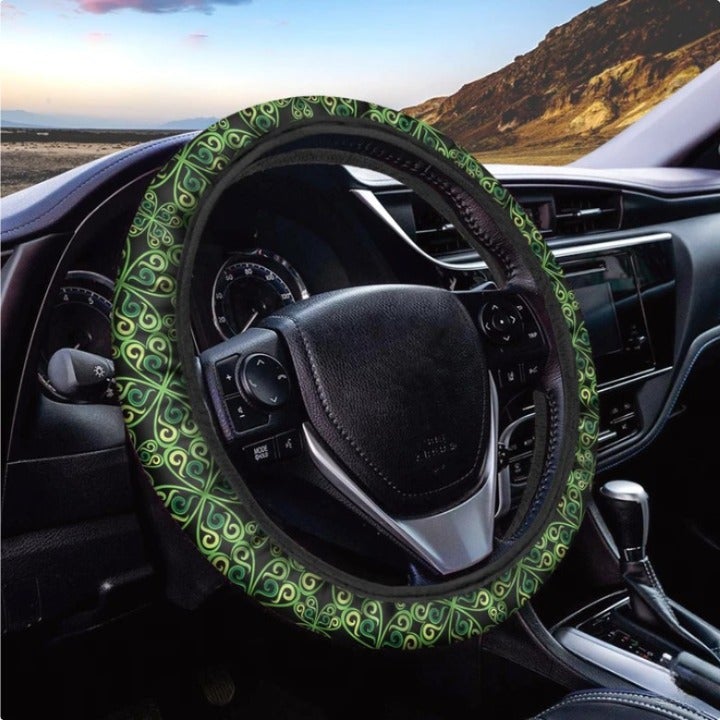 Irish Celtic Symbol Pattern Print Premium Car Steering Wheel Cover