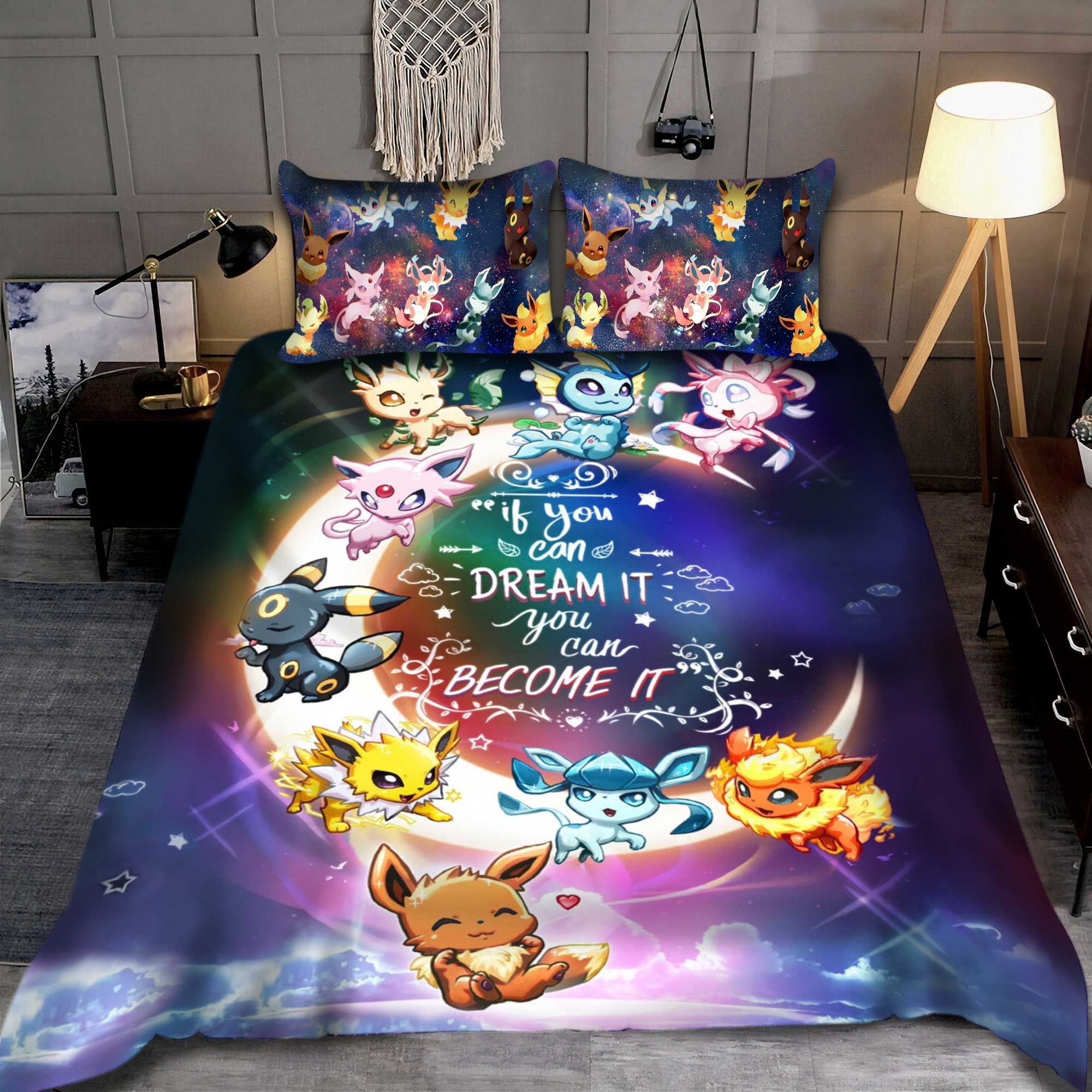 Eevee Moon Pokemon Bedding Set Duvet Cover And Pillowcases