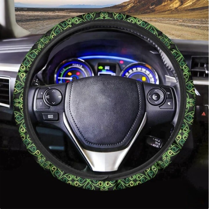 Irish Celtic Symbol Pattern Print Premium Car Steering Wheel Cover