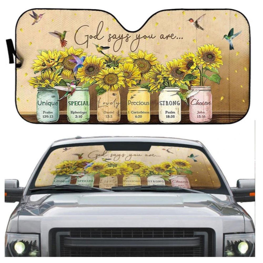 God Says You Are Hummingbirds Custom Car Auto Sun Shades Windshield Accessories Decor Gift