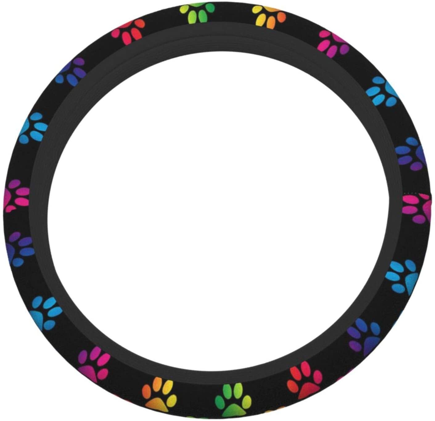 Colorful Dog Paw Premium Car Steering Wheel Cover