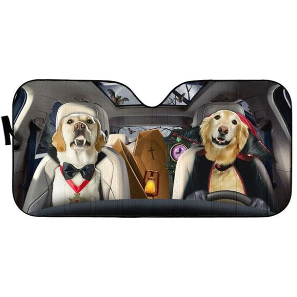 Golden Retriever Vampire Custom Car Auto Sun Shades Windshield Accessories Decor Gift