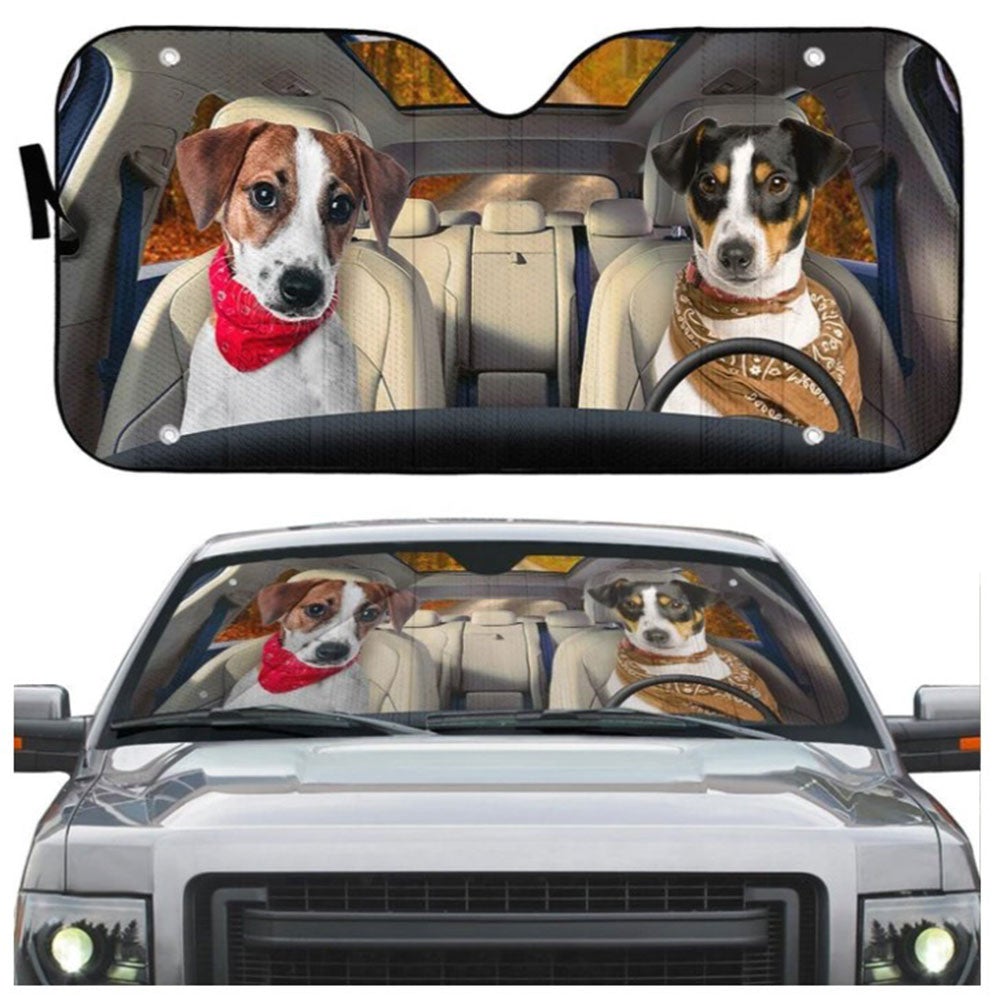 Jack Russell Terrier Couple Dog Car Auto Sun Shades Windshield Accessories Decor Gift