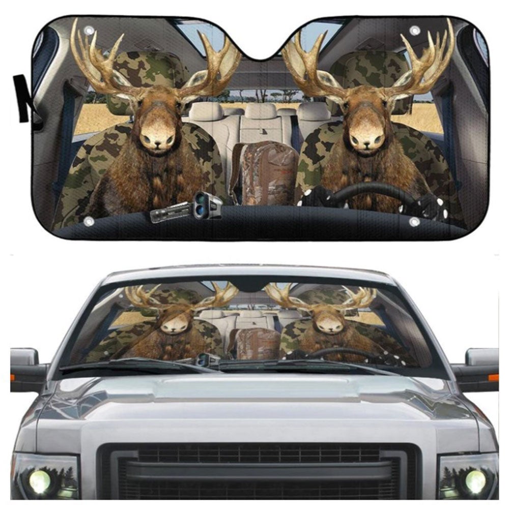 Moose Custom Car Auto Sun Shades Windshield Accessories Decor Gift