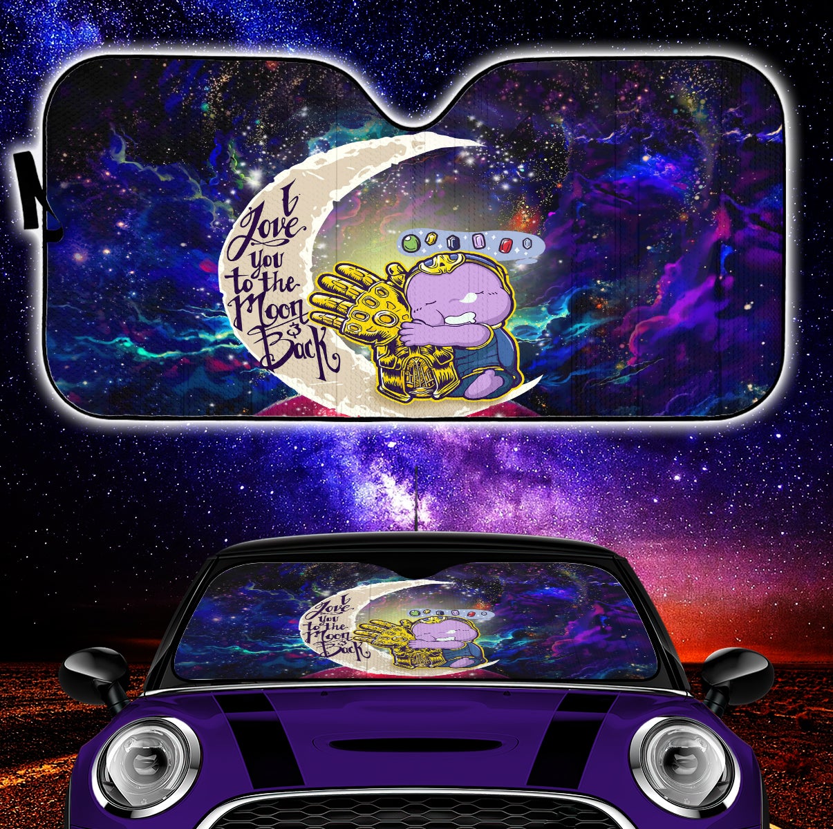 Cute Thanos Love You To The Moon Galaxy Car Auto Sunshades