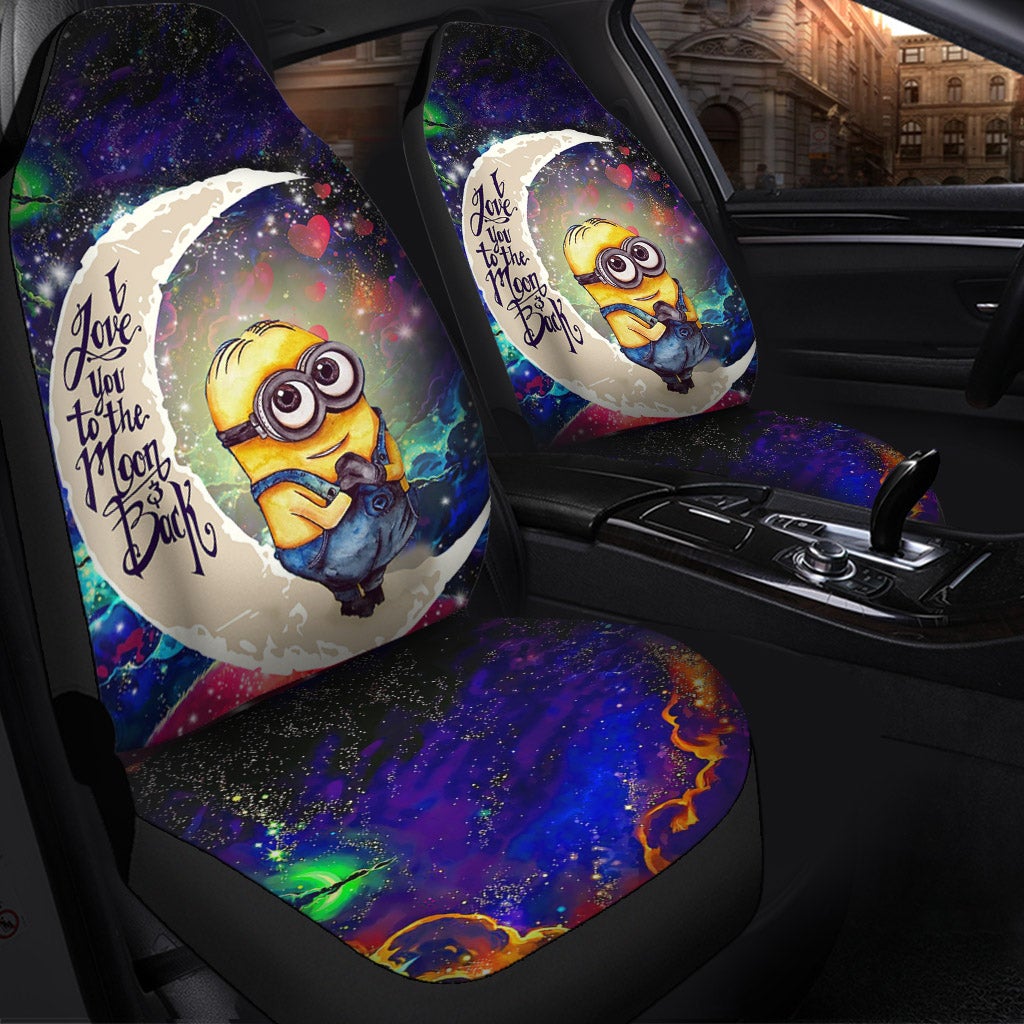 Cute Minions Despicable Me Love You To The Moon Galaxy Car Seat Covers