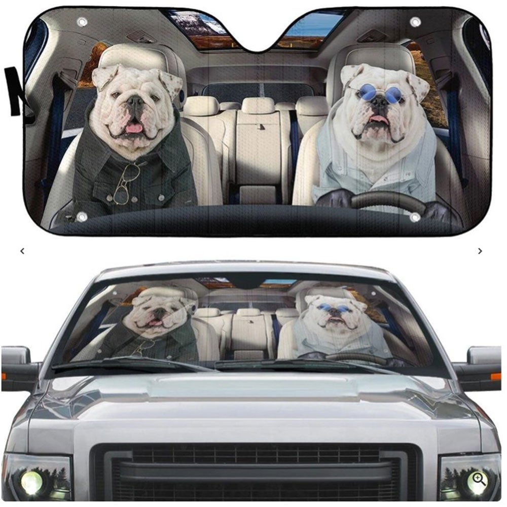 Bulldog Funny Custom Car Auto Sun Shades Windshield Accessories Decor Gift