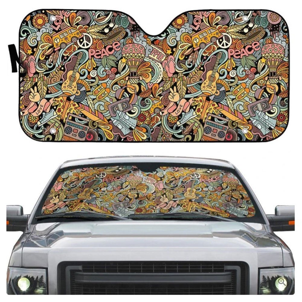 Hippie Car Auto Sun Shades Windshield Accessories Decor Gift