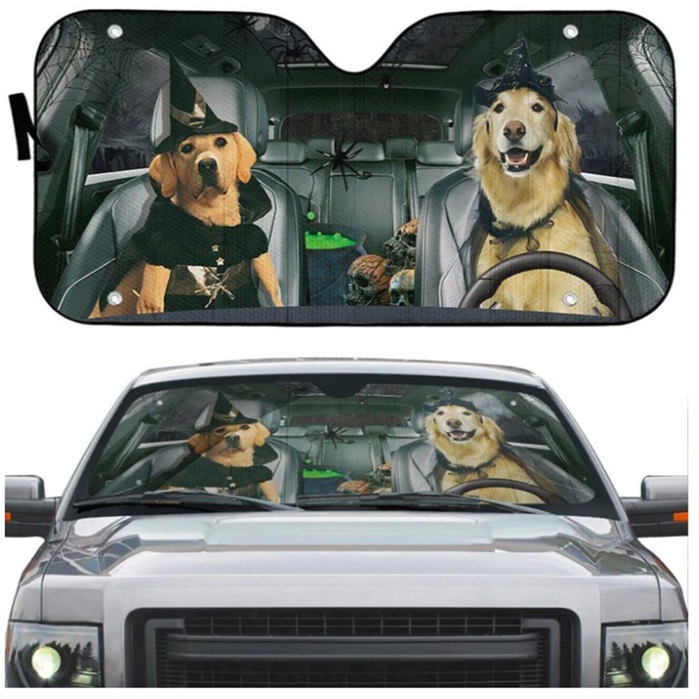 Labrador Retriever Witch Cosplay Custom Car Auto Sun Shades Windshield Accessories Decor Gift