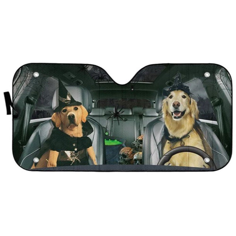 Labrador Retriever Witch Cosplay Custom Car Auto Sun Shades Windshield Accessories Decor Gift