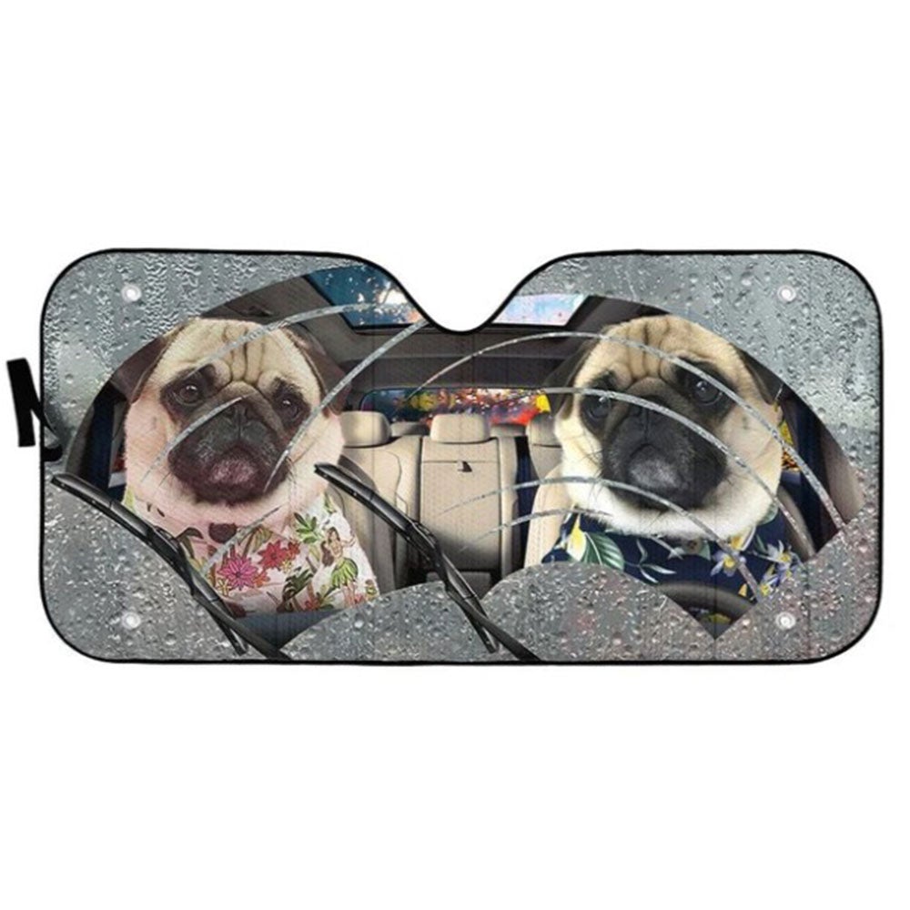 Pugs Rain Custom Car Auto Sun Shades Windshield Accessories Decor Gift