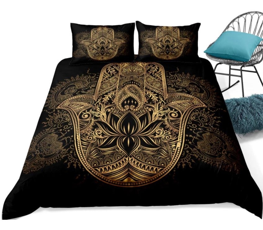 Mandala Black Golden Pattern Bedding Set