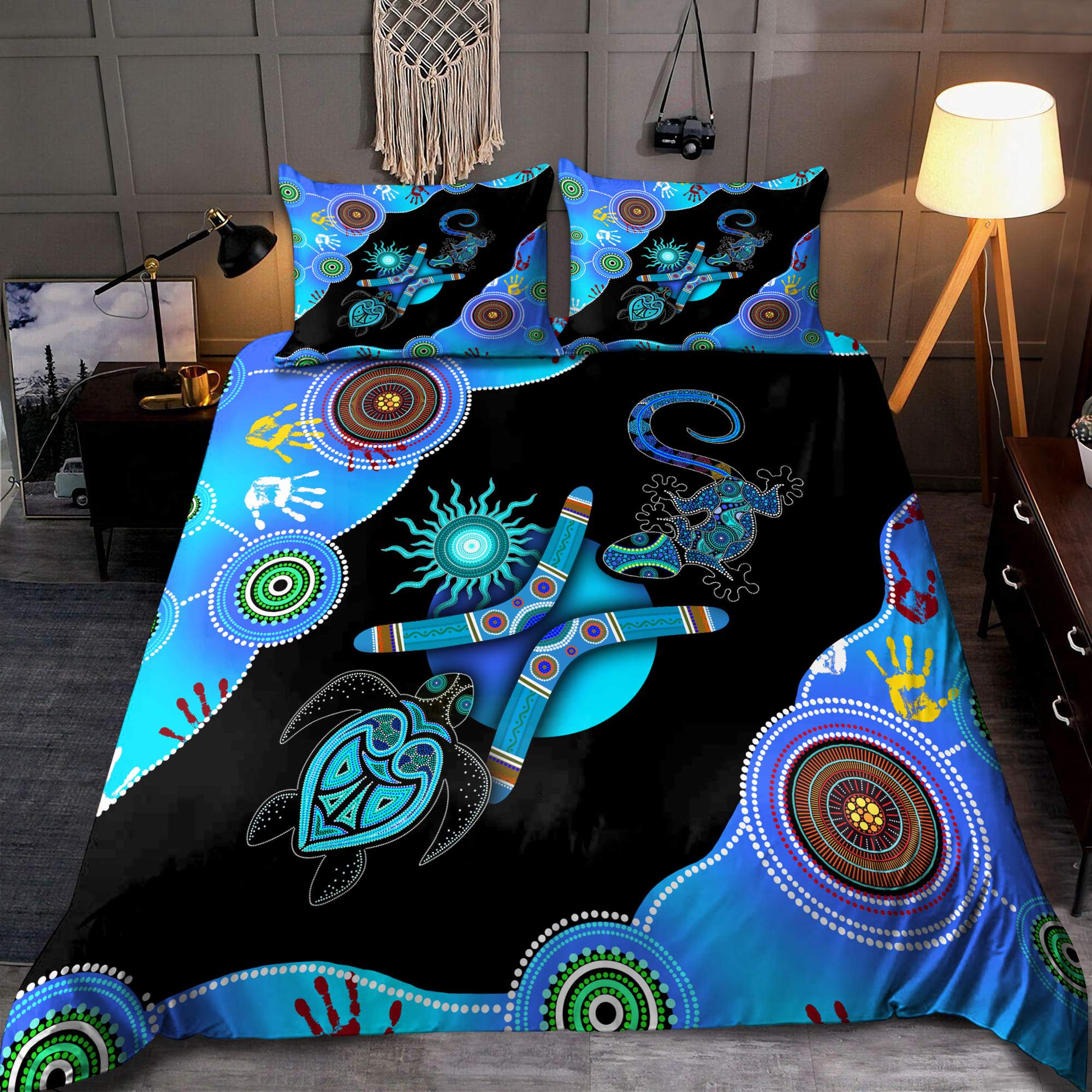 Aboriginal Naidoc Week Blue Turtle Lizard Bedding Set