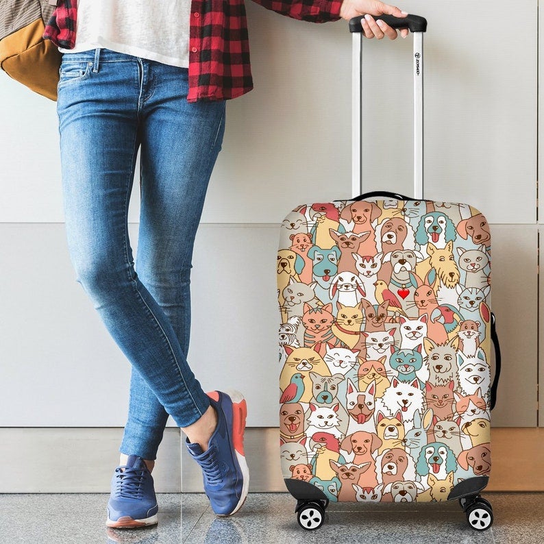 Crazy Pets Collection Spandex Luggage Cover Suitcase Protector
