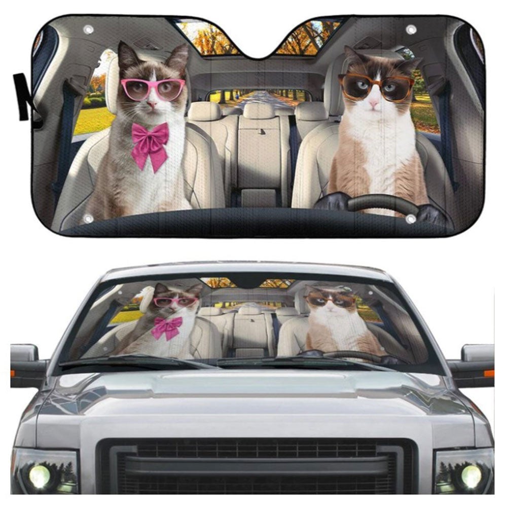 Snowshoe Cat Car Auto Sun Shades Windshield Accessories Decor Gift