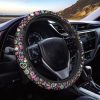 Hippie Peace Sign And Love Pattern Print Car Steering Wheel Cover