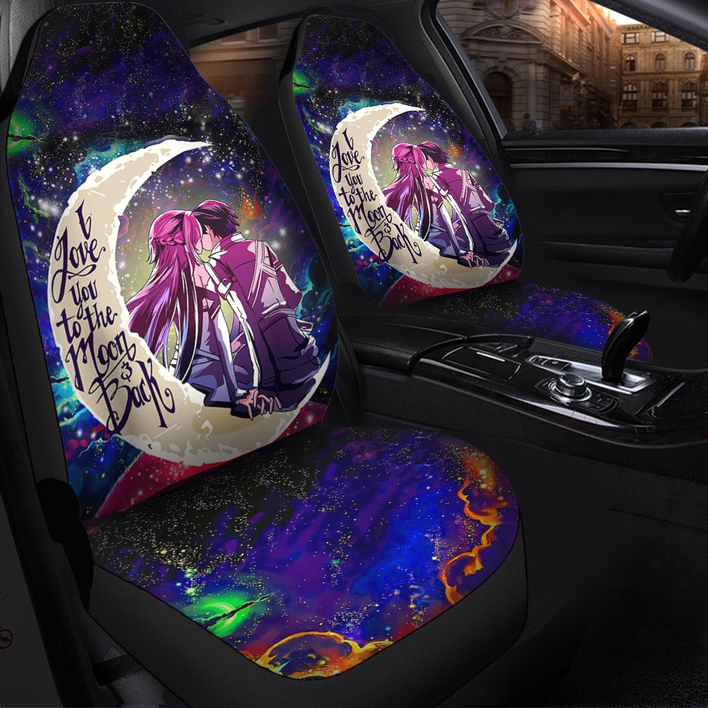 SAO Sword Art Online Asuna Kirito Love You To The Moon Galaxy Car Seat Covers