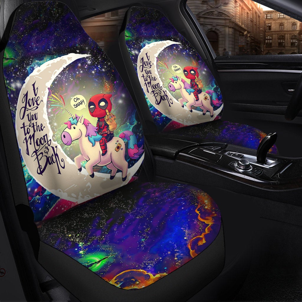 Deadpool Unicorn Love You To The Moon Galaxy Car Seat Covers