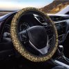 Glitter Gold Leopard Print Car Steering Wheel Cover