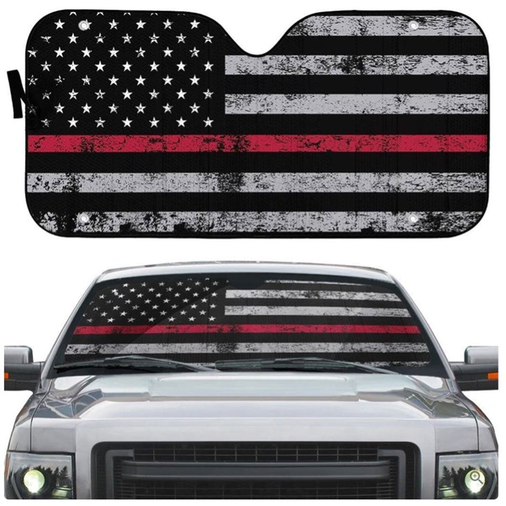 Red Thin Line Car Auto Sun Shades Windshield Accessories Decor Gift