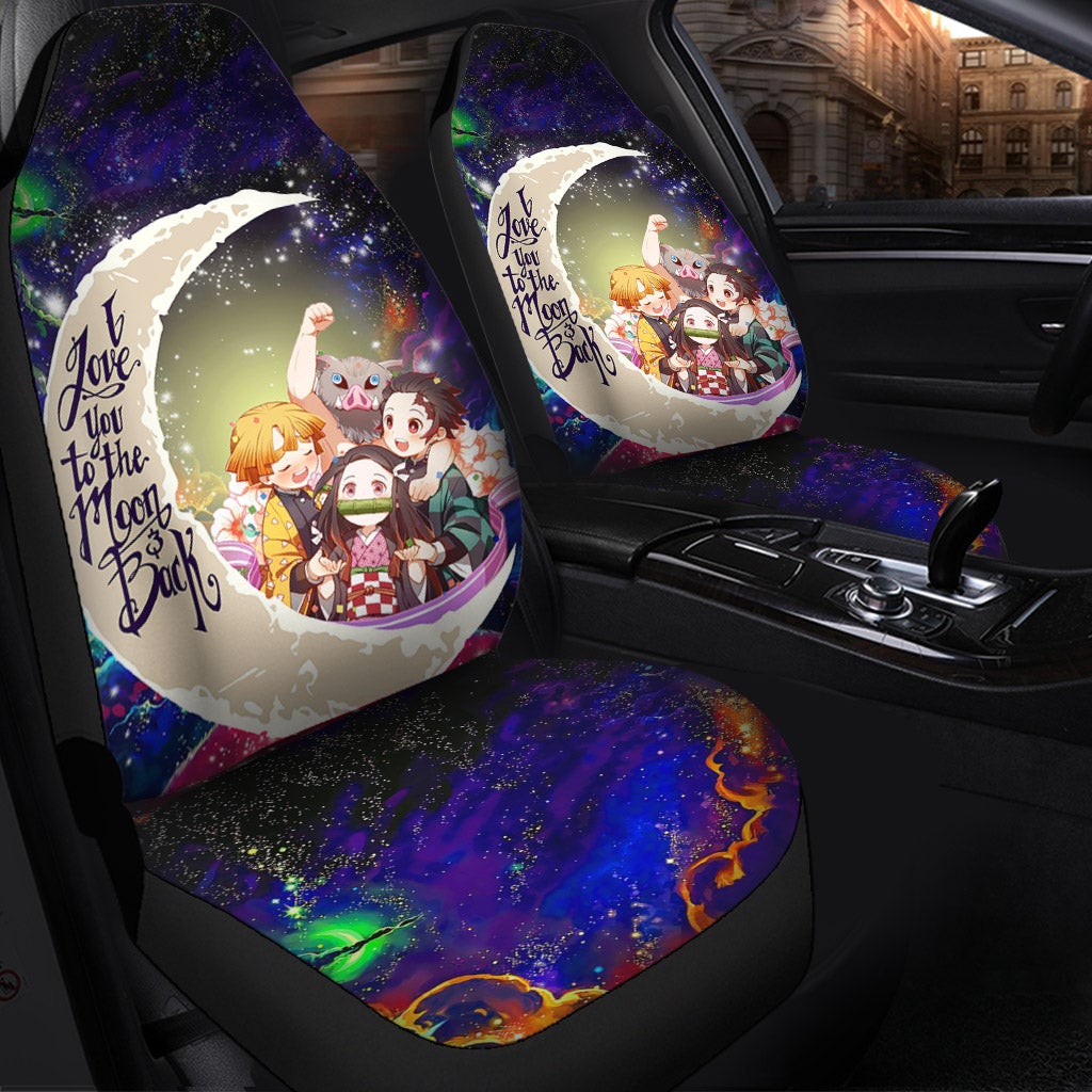 Demond Slayer Team Love You To The Moon Galaxy Car Seat Covers