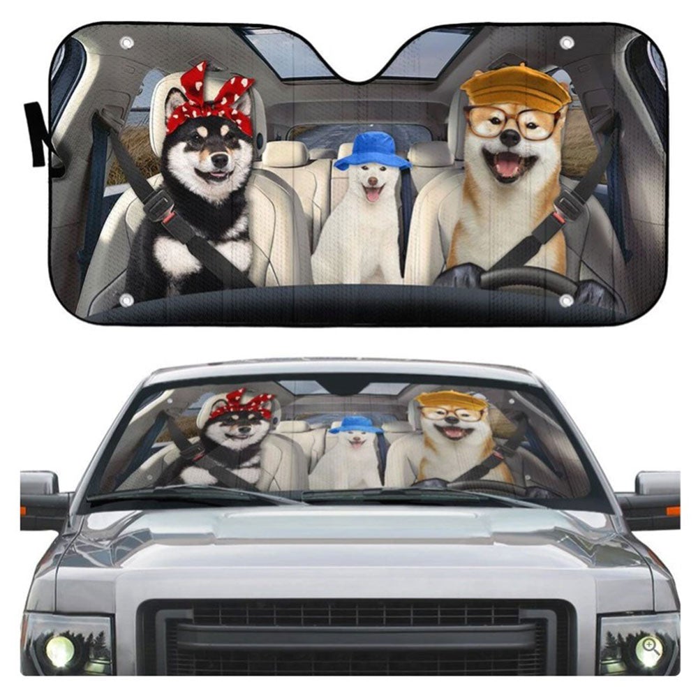 Shiba Inu Dogs Custom Car Auto Sun Shades Windshield Accessories Decor Gift