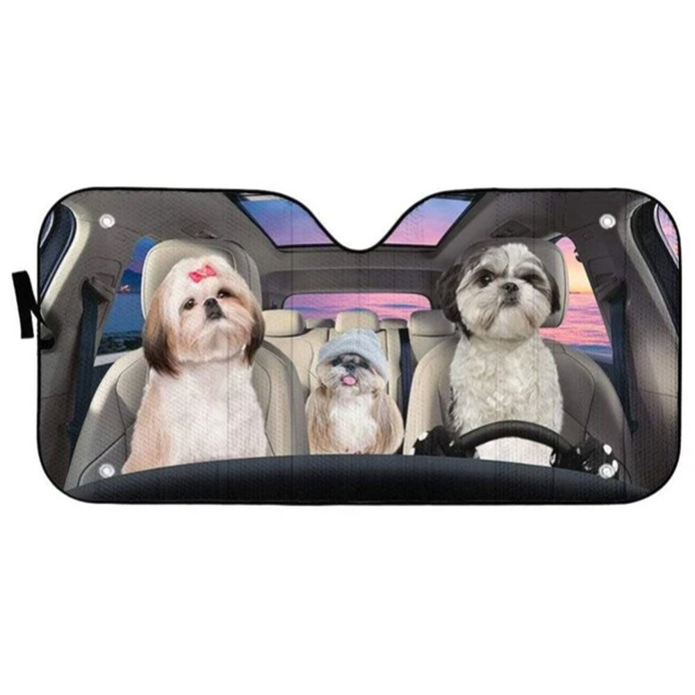 Shih Tzu Dogs Custom Car Auto Sun Shades Windshield Accessories Decor Gift