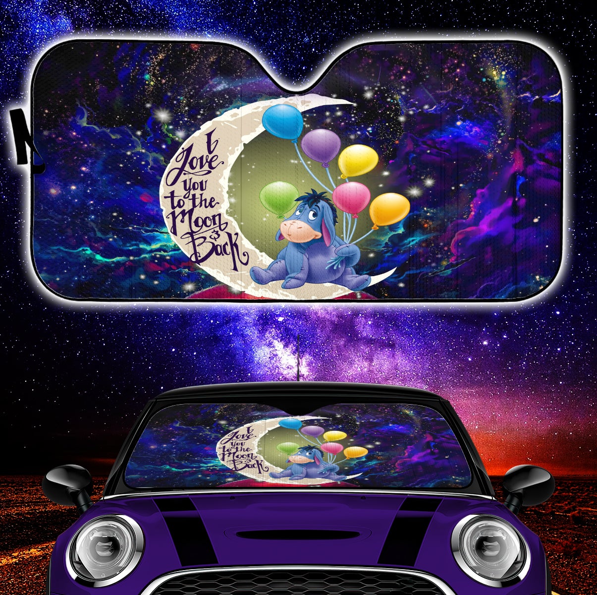Eeyore Winnie The Pooh Love You To The Moon Galaxy Car Auto Sunshades